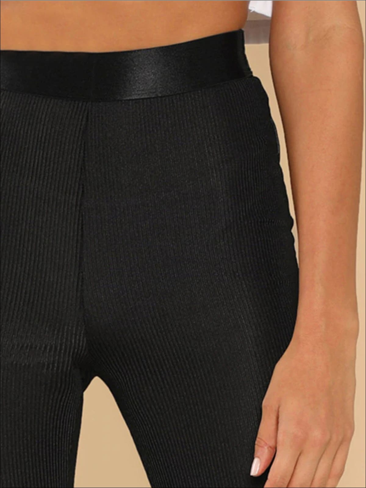 Womens Rib Knit High Waist Leggings - Womens Bottoms