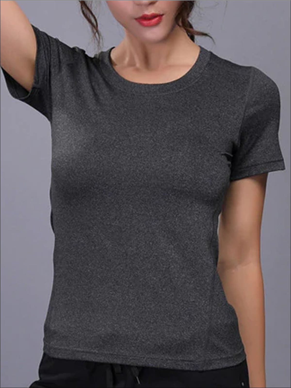 Womens Round Neck Elastic Fitness Top - Womens Activewear