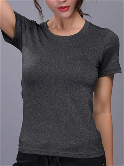 Womens Round Neck Elastic Fitness Top - Womens Activewear