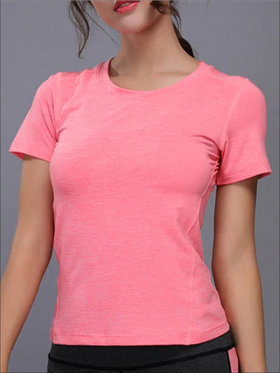 Womens Round Neck Elastic Fitness Top - Womens Activewear