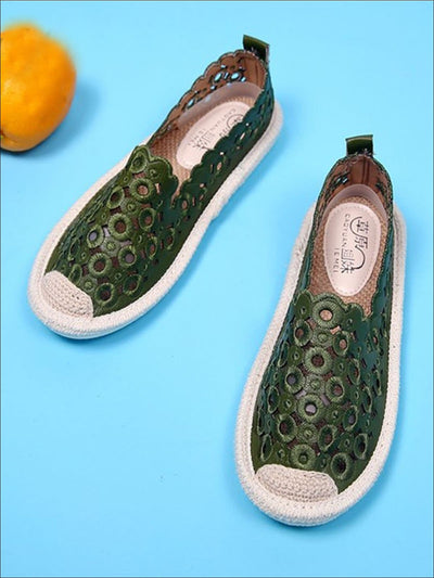 Womens Scalloped Cut Out Canvas Shoes - Womens Shoes
