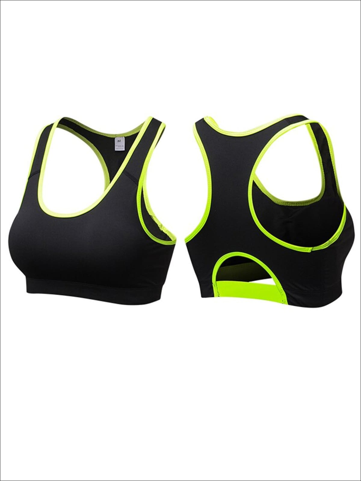 Womens Seamless Push Sports Bra - Black/Green / S - Womens Sports Bra