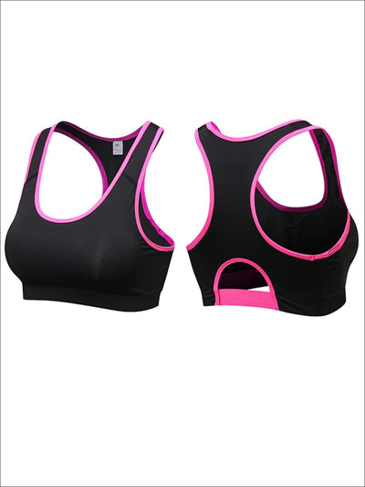 Womens Seamless Push Sports Bra - Black/Pink / S - Womens Sports Bra