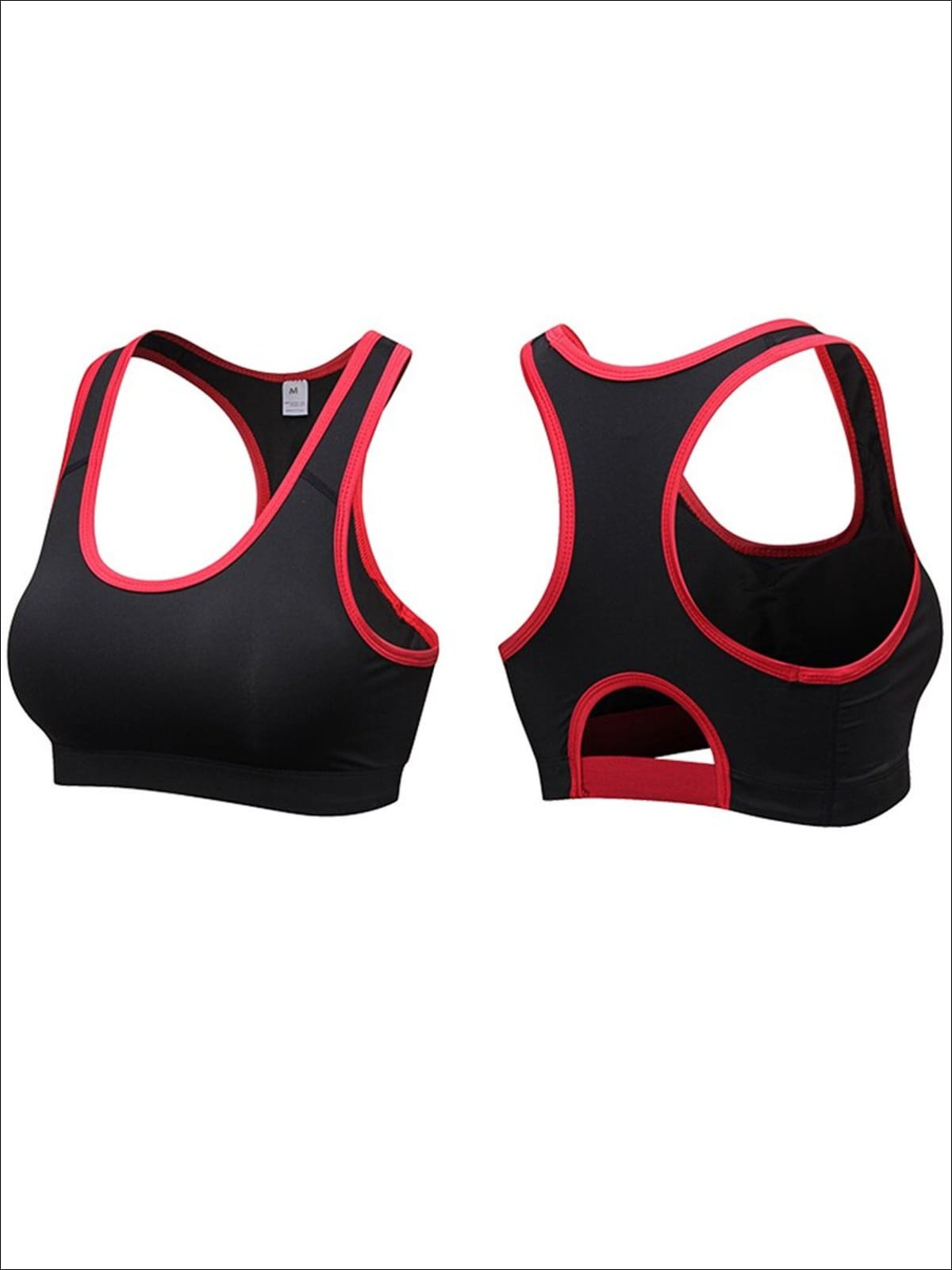 Womens Seamless Push Sports Bra - Black/Red / S - Womens Sports Bra