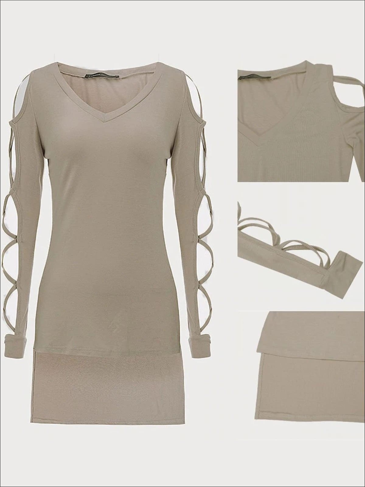 Womens Sexy Criss Cross Sleeve Hi-Lo Blouse - Womens Tops