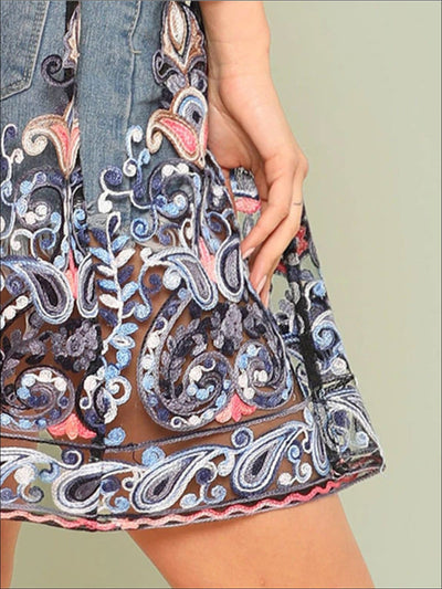 Womens Sheer Embroidered Paisley Kimono - Womens Outerwear