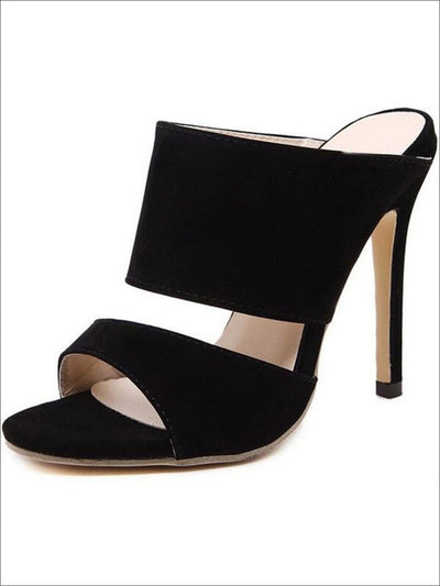 Womens Slip On Stiletto Sandals - Black / 4 - Womens Sandals
