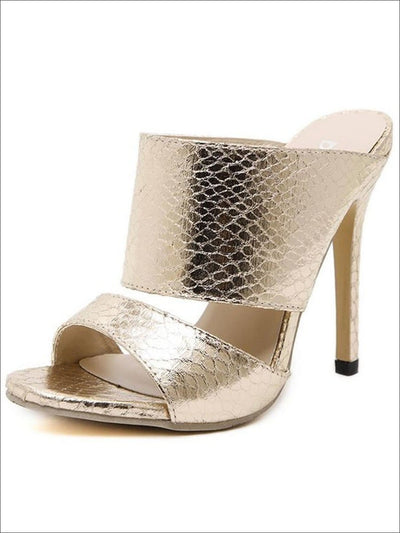 Womens Slip On Stiletto Sandals - Gold / 4 - Womens Sandals