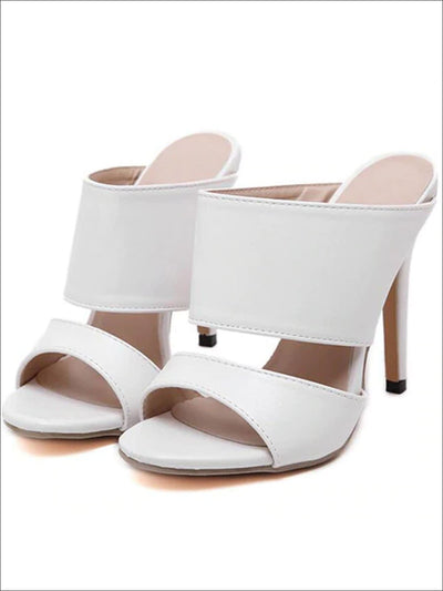 Womens Slip On Stiletto Sandals - White / 4 - Womens Sandals