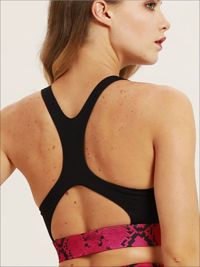 Womens Snake Print Sports Bra & Leggings Set - Womens Activewear