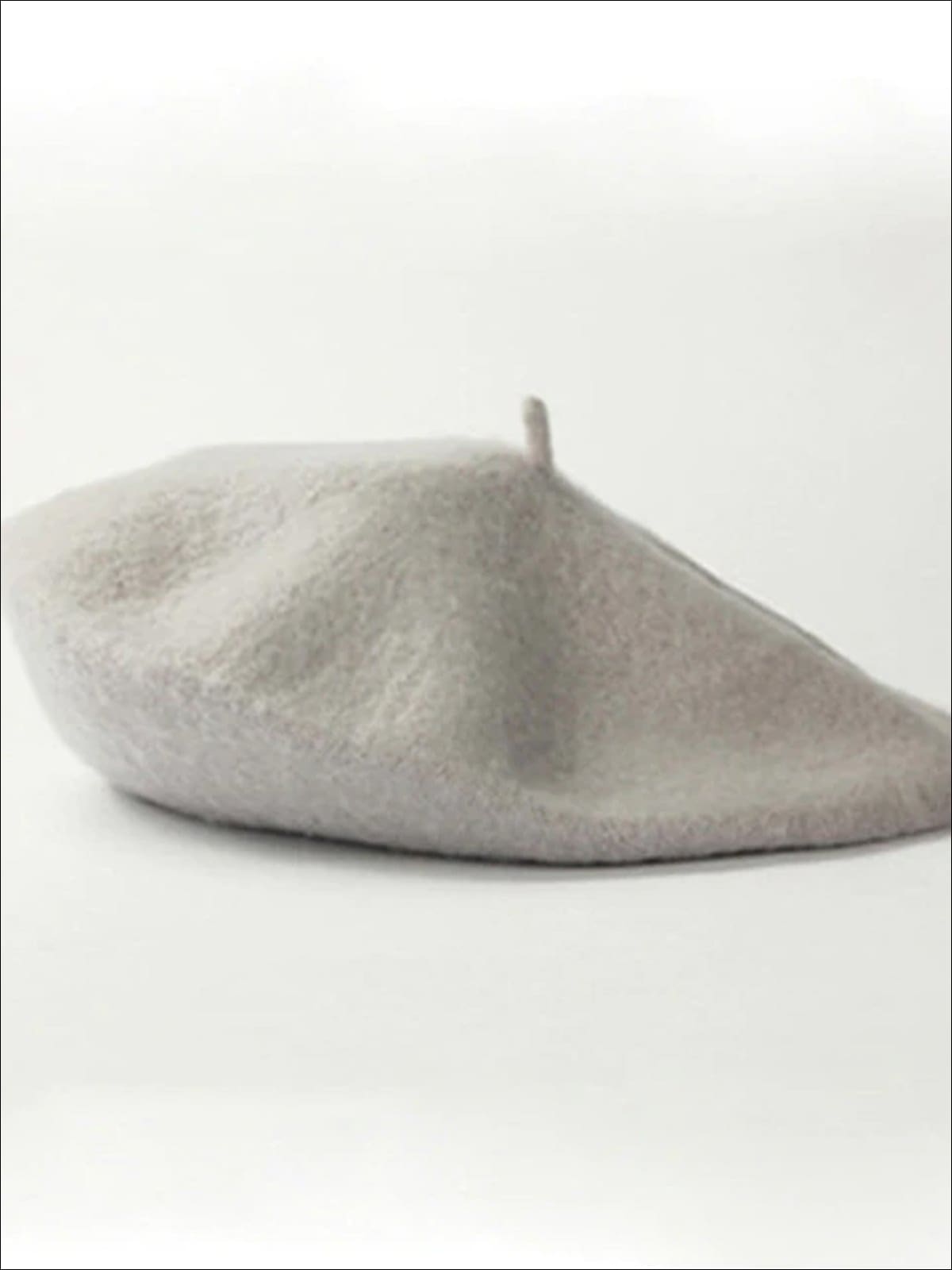 Womens Solid Color Wool Beret (Multiple Color Options) - Light Grey - Womens Hats