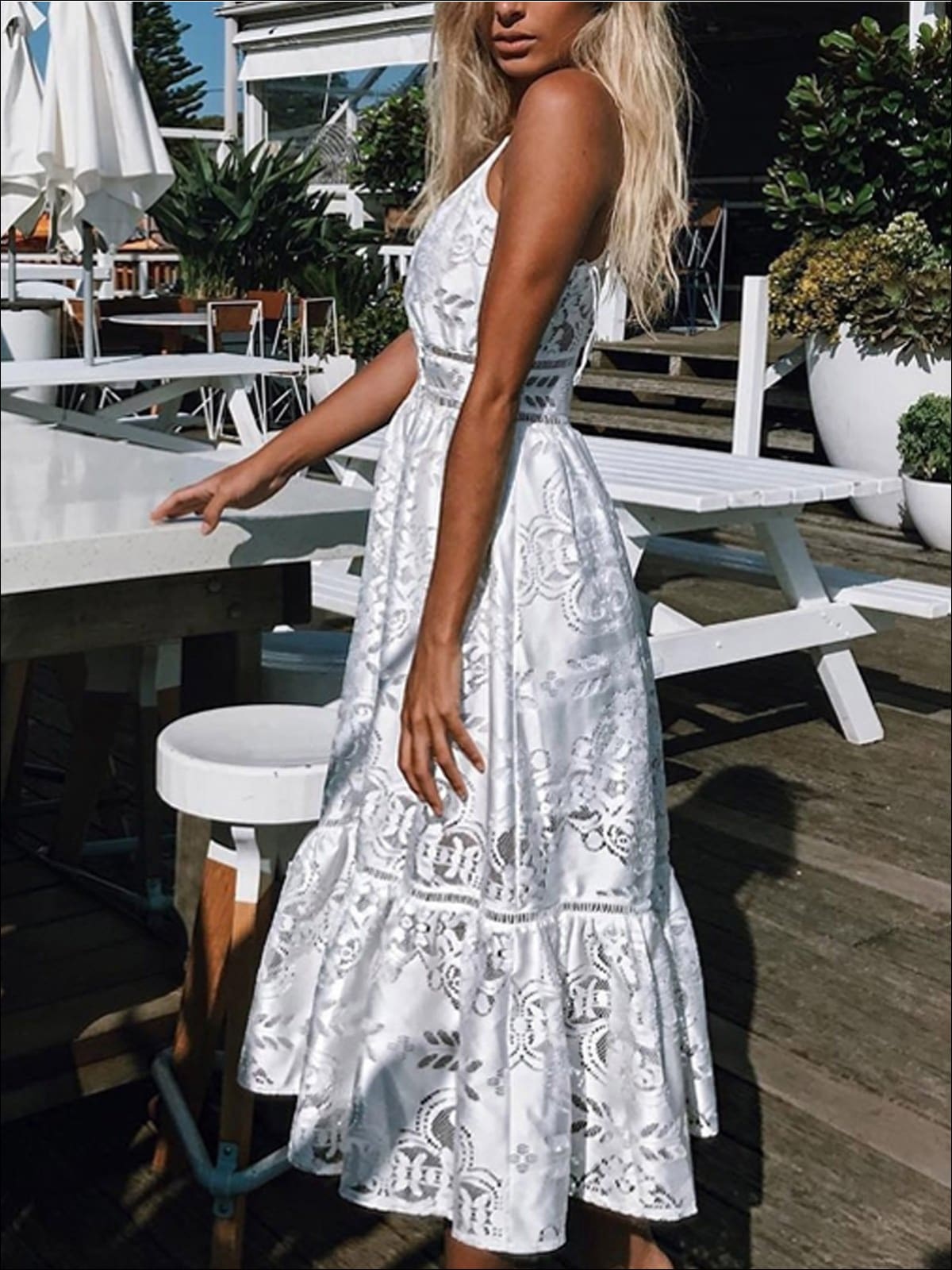 Womens Spring A-Line Lace Casual Dress - Womens Dresses