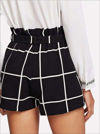 Womens Spring Belted Ruffled Waist Shorts - Womens Bottoms