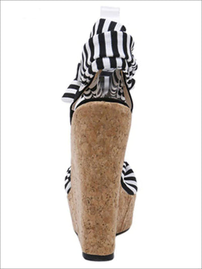 Womens Striped Ankle Strap Wedges - Womens Sandals