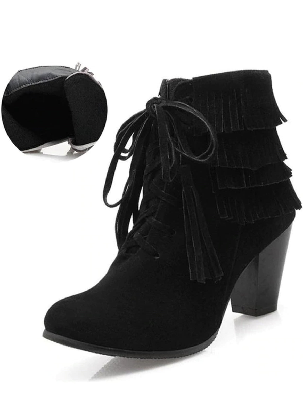 Womens Suede Lace Up Ankle Boots - Black / 3 - Womens Boots