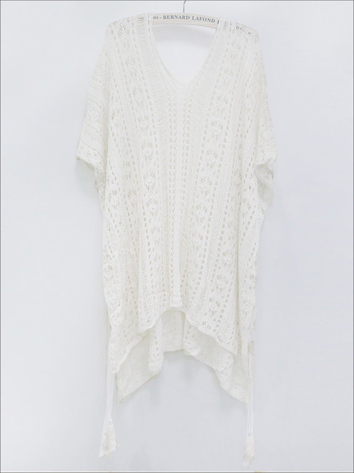 Womens Summer Knit Tassel Side Slit Beach Cover-Up - White / One Size - Womens Swimsuit