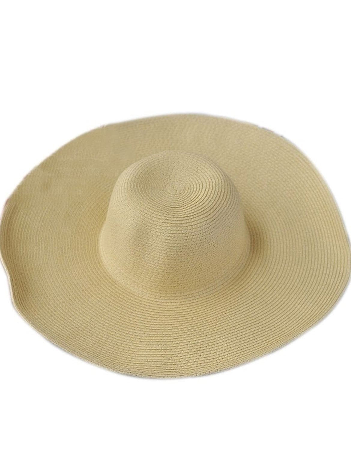 Womens Summer Wide Brim Oversized Straw Hat - Brown - Womens Accessories