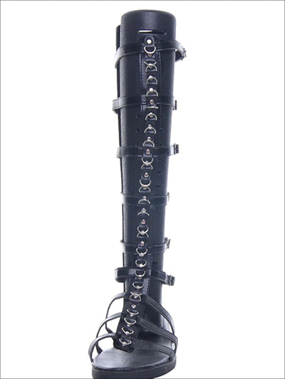 Womens Synthetic Leather Metal Ring Gladiator Sandals - Womens Sandals