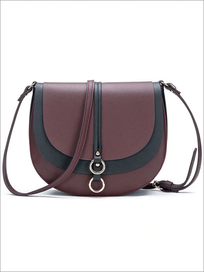 Womens Synthetic Leather & Suede Shoulder Bag - Red - Womens Accessories