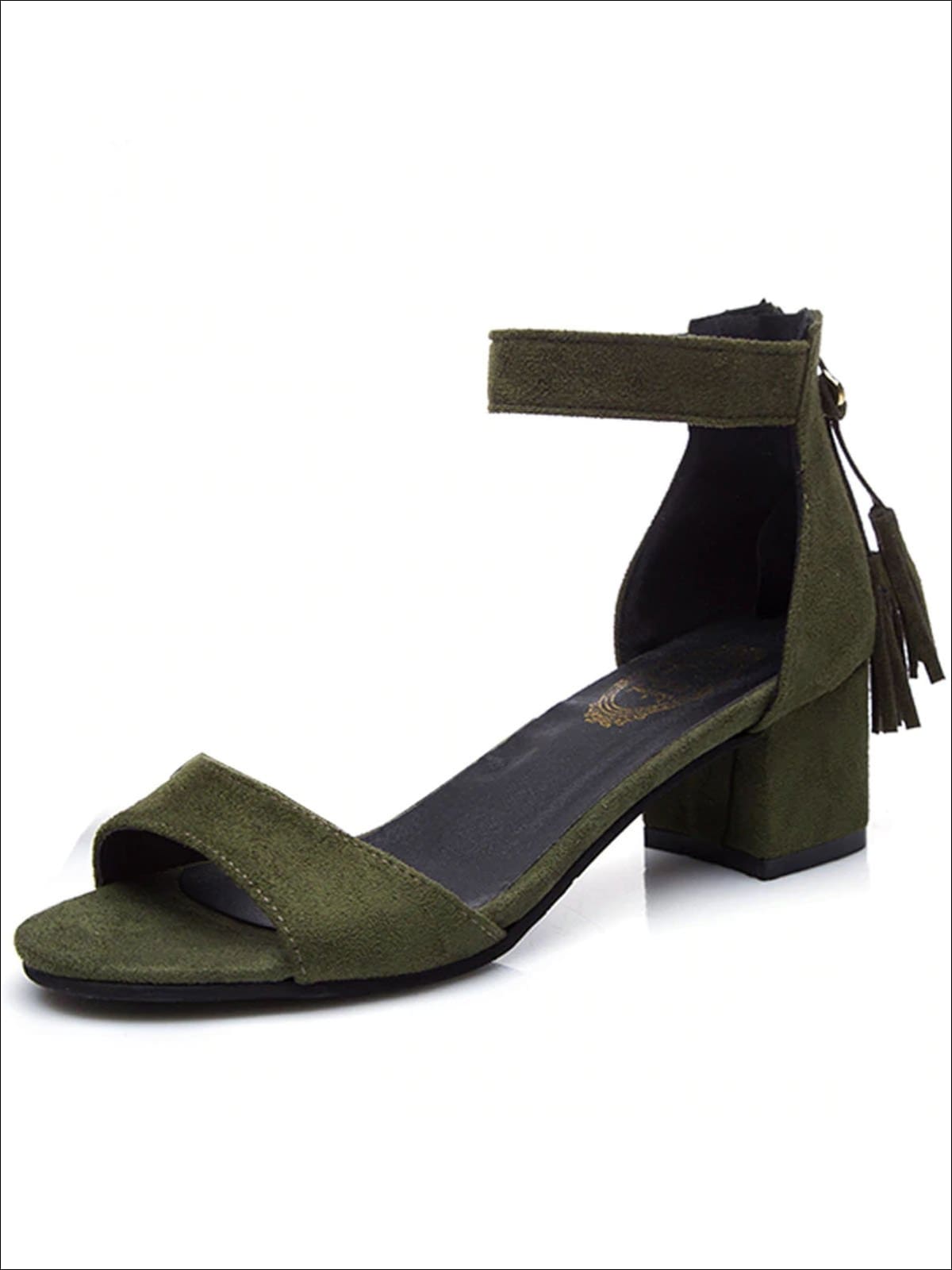 Womens Tassel Ankle Strap Block Heel Sandals - Womens Sandals