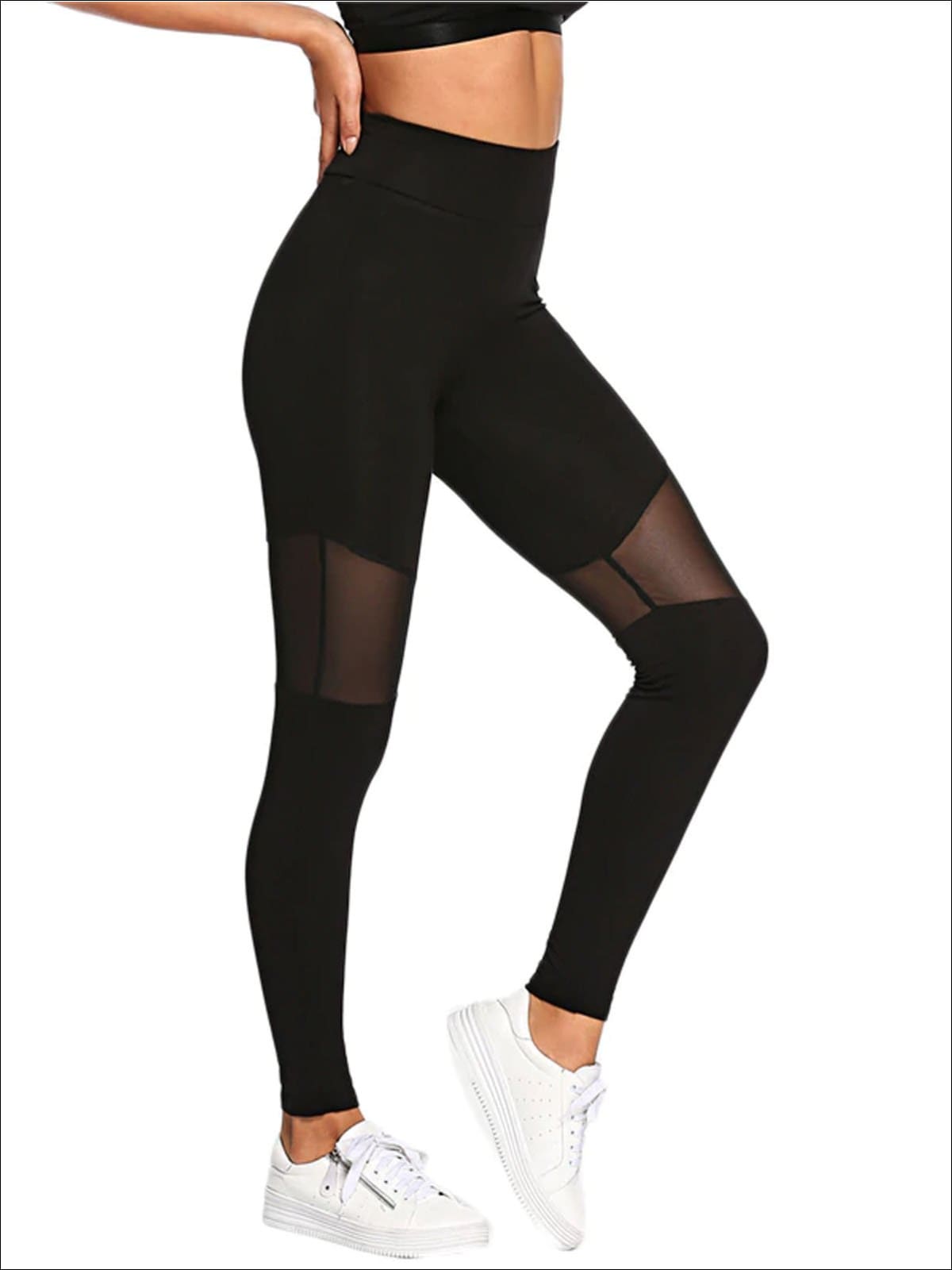 Womens Thigh Mesh Casual Leggings - Womens Bottoms