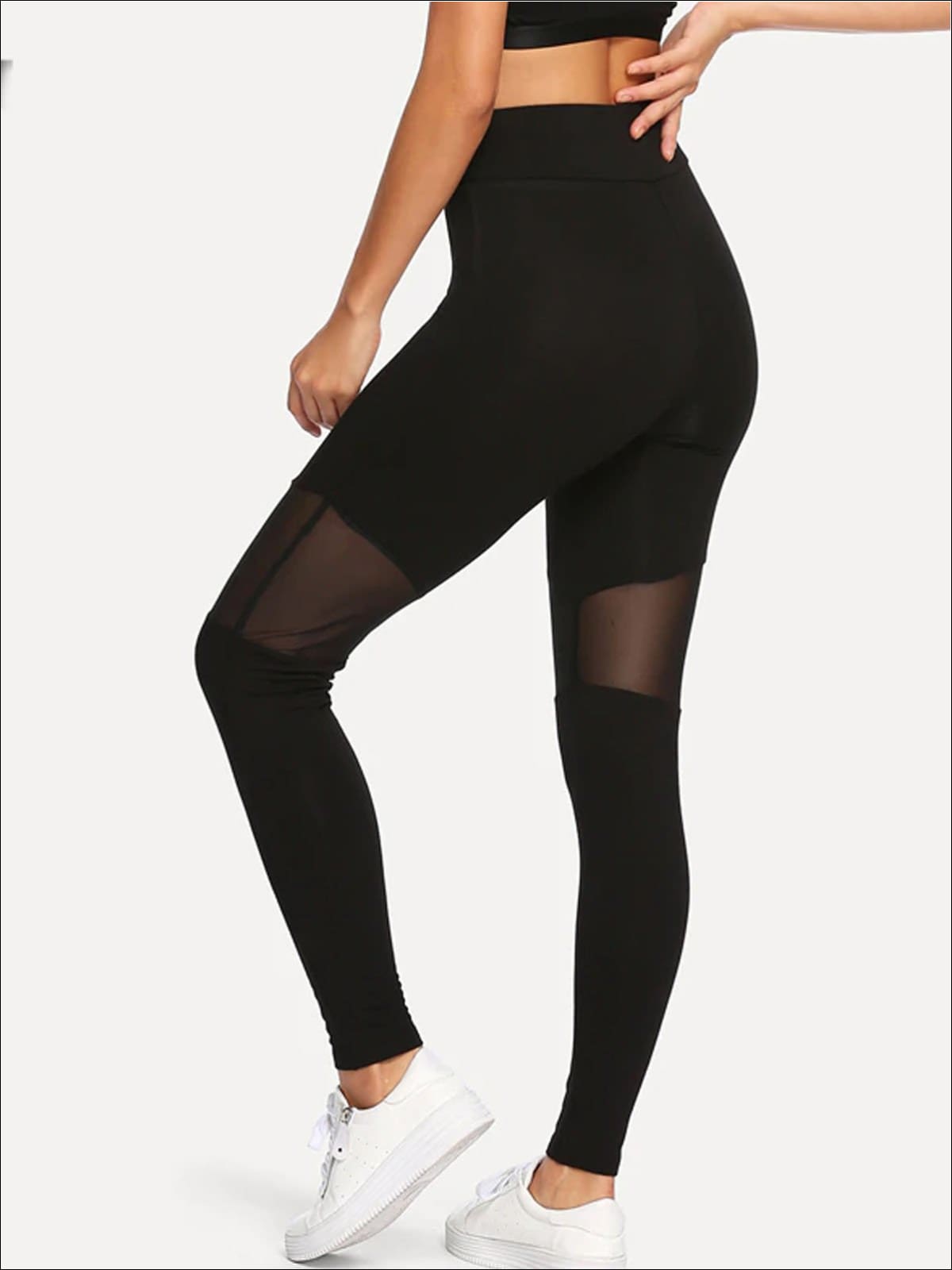 Womens Thigh Mesh Casual Leggings - Womens Bottoms