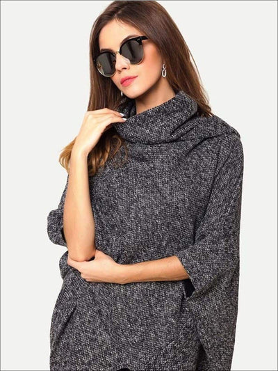 Womens Trendy Asymmetrical Edge Poncho Sweater - Womens Fall Sweaters