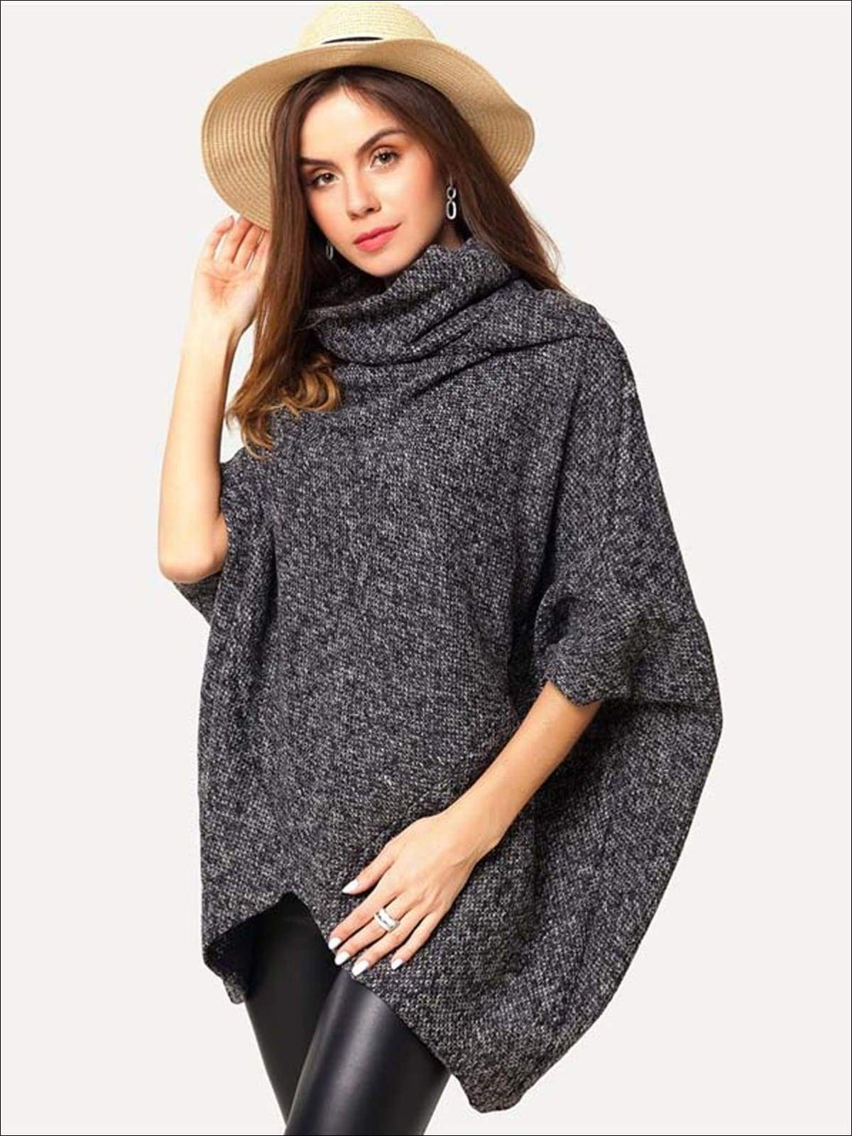 Womens Trendy Asymmetrical Edge Poncho Sweater - Womens Fall Sweaters