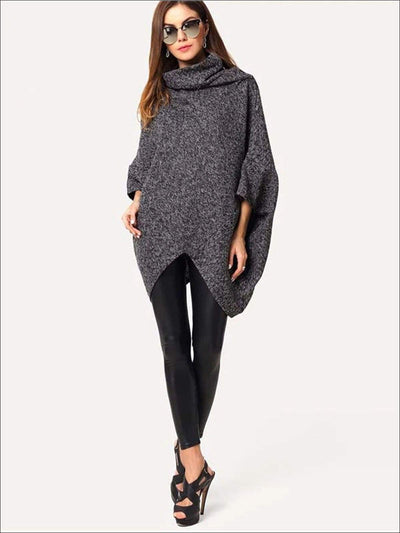 Womens Trendy Asymmetrical Edge Poncho Sweater - Womens Fall Sweaters