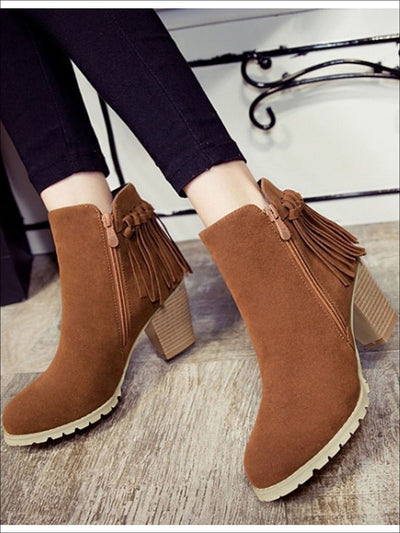 Womens Trendy Fringe Ankle Boots - Womens Boots