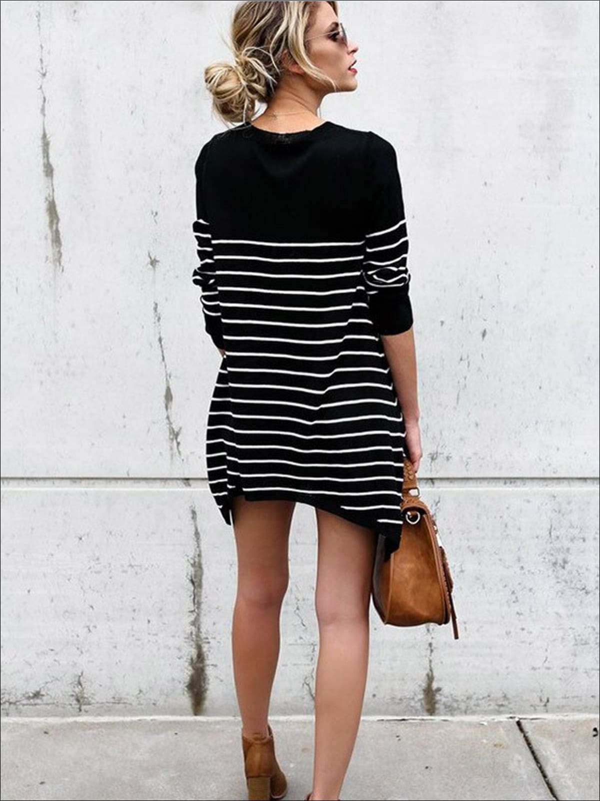 Women’s Trendy Oversized Off Shoulder Striped Sweater - Women’s Tops