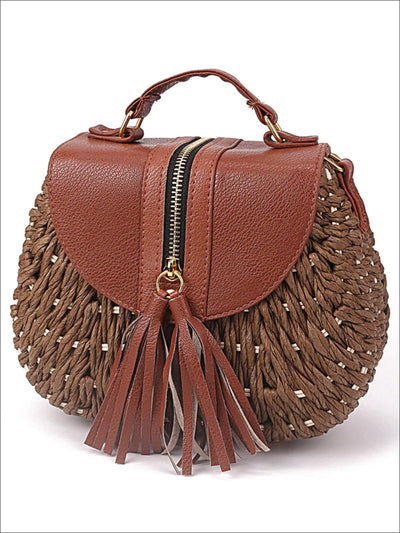Womens Trendy Woven Bohemian Chic Messenger Bag - Womens Accessories