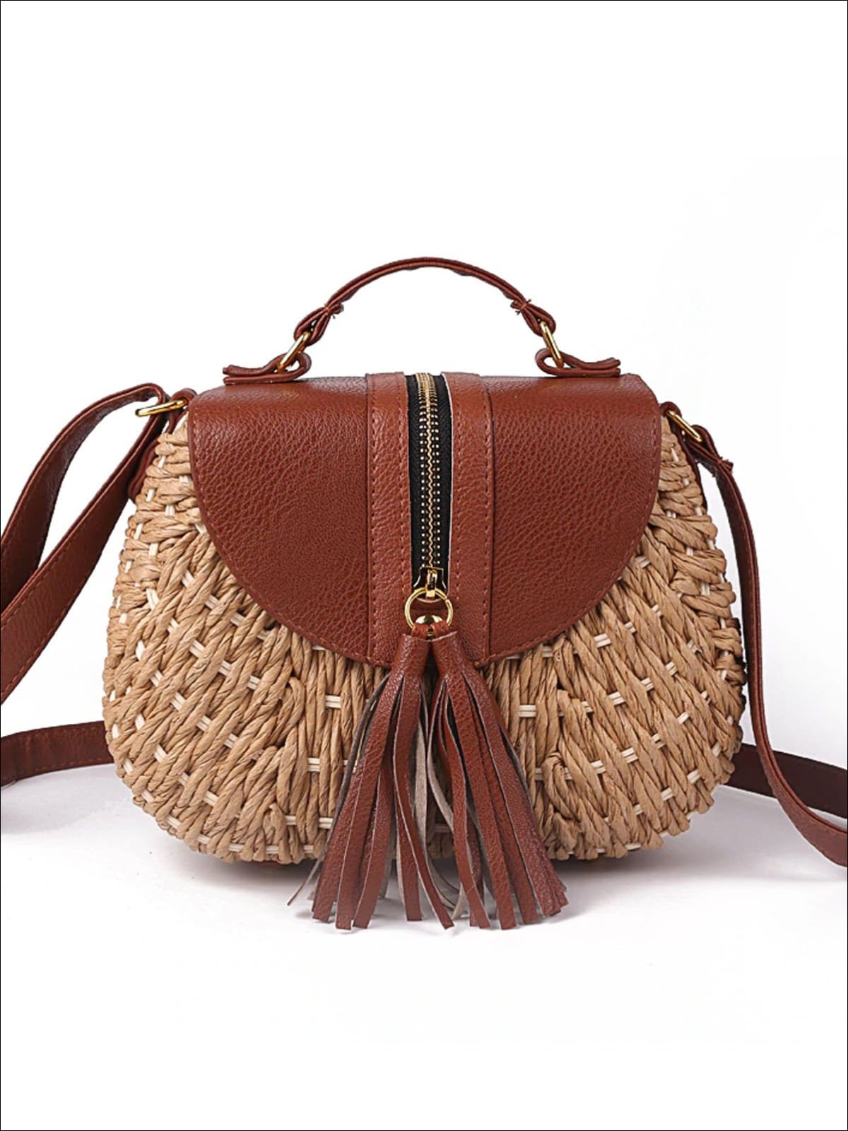 Womens Trendy Woven Bohemian Chic Messenger Bag - Womens Accessories
