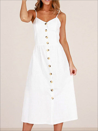 Womens Vintage Sleeveless Casual Dress With Front Pockets (Multiple Color Options) - Womens Dresses