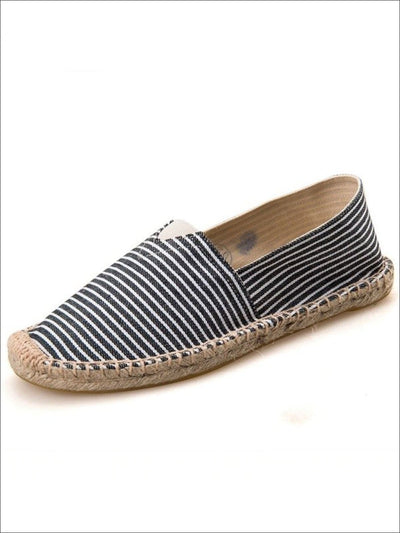 Womens Vintage Striped Espadrille Loafers (Multi Color Options) - Black Pinstripe / 4 - Womens Shoes