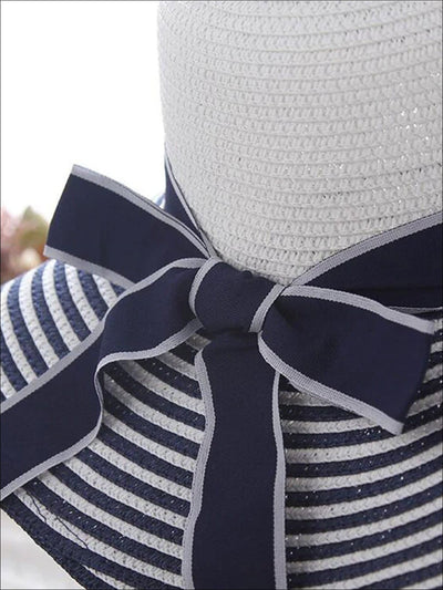 Womens Vintage Striped Wide Brim Summer Hat - Womens Accessories