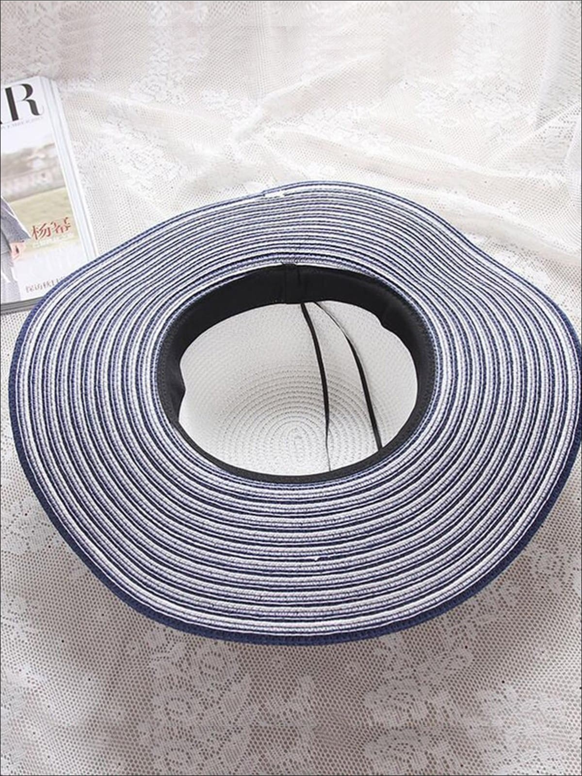 Womens Vintage Striped Wide Brim Summer Hat - Womens Accessories