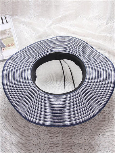 Womens Vintage Striped Wide Brim Summer Hat - Womens Accessories