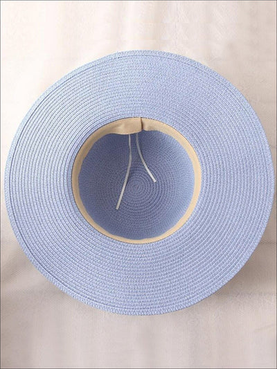 Womens Wide Brim Straw Hat with Flower Sash - Womens Accessories