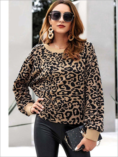 Womens Winter Knit Animal Print Casual Sweater - Womens Fall Sweaters