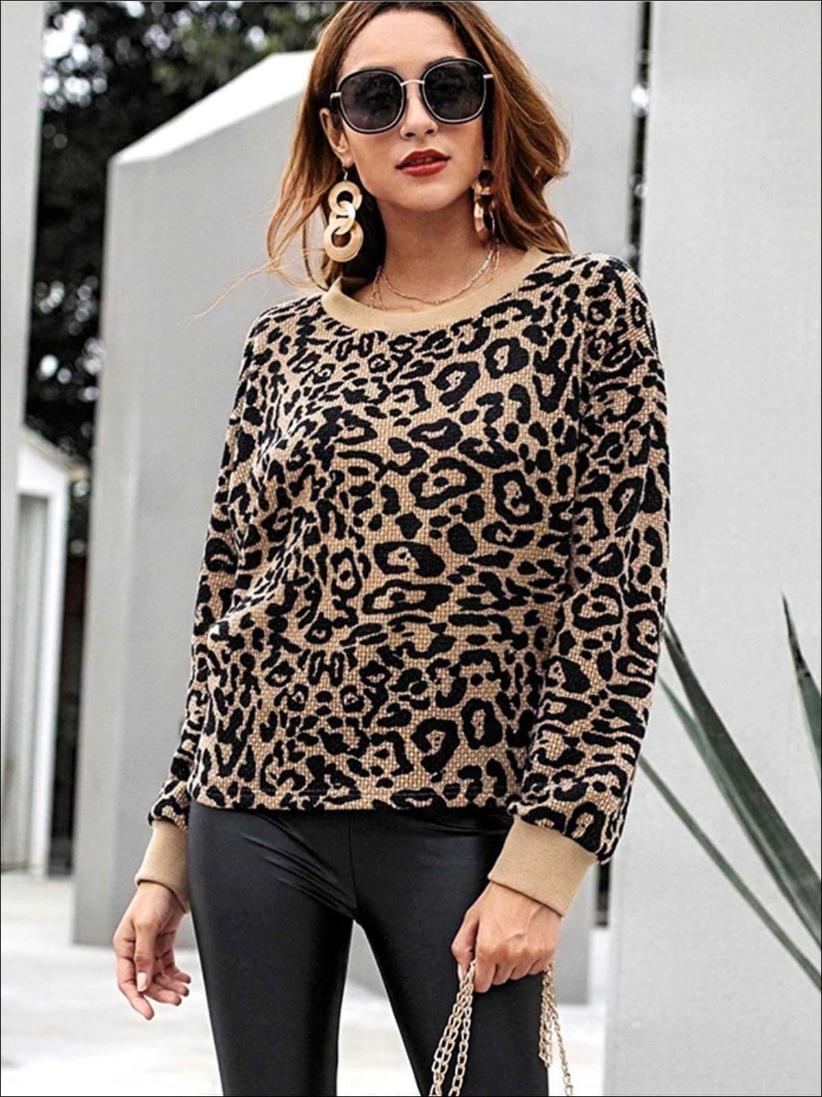 Womens Winter Knit Animal Print Casual Sweater - Multi / S - Womens Fall Sweaters
