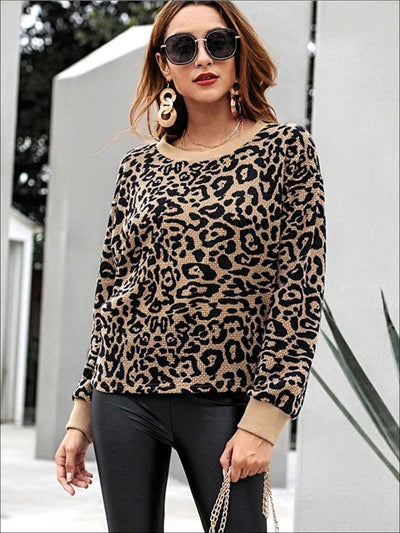 Womens Winter Knit Animal Print Casual Sweater - Multi / S - Womens Fall Sweaters