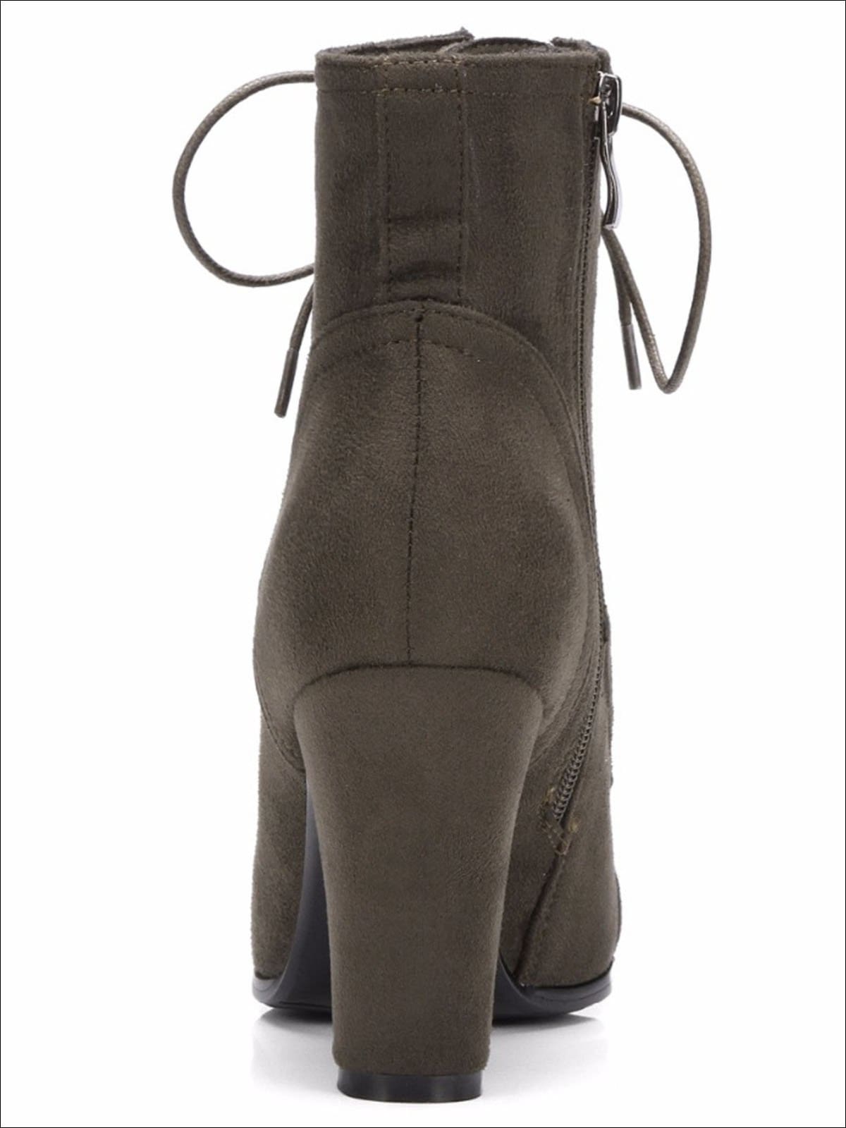 Womens Winter Lace-Up Military High Heel Boots - Womens Boots