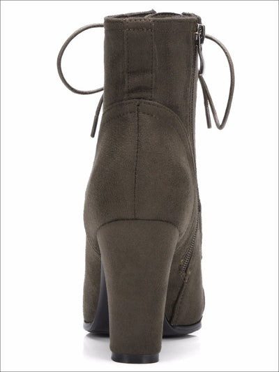 Womens Winter Lace-Up Military High Heel Boots - Womens Boots