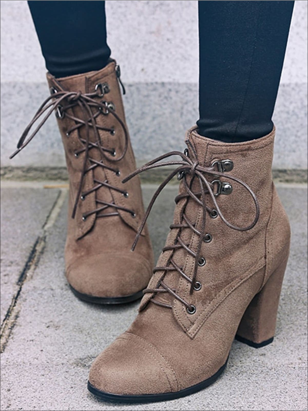 Womens Winter Lace-Up Military High Heel Boots - Womens Boots