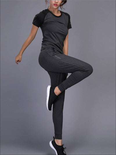Womens Workout Top & Jogger Pants Set - Womens Activewear