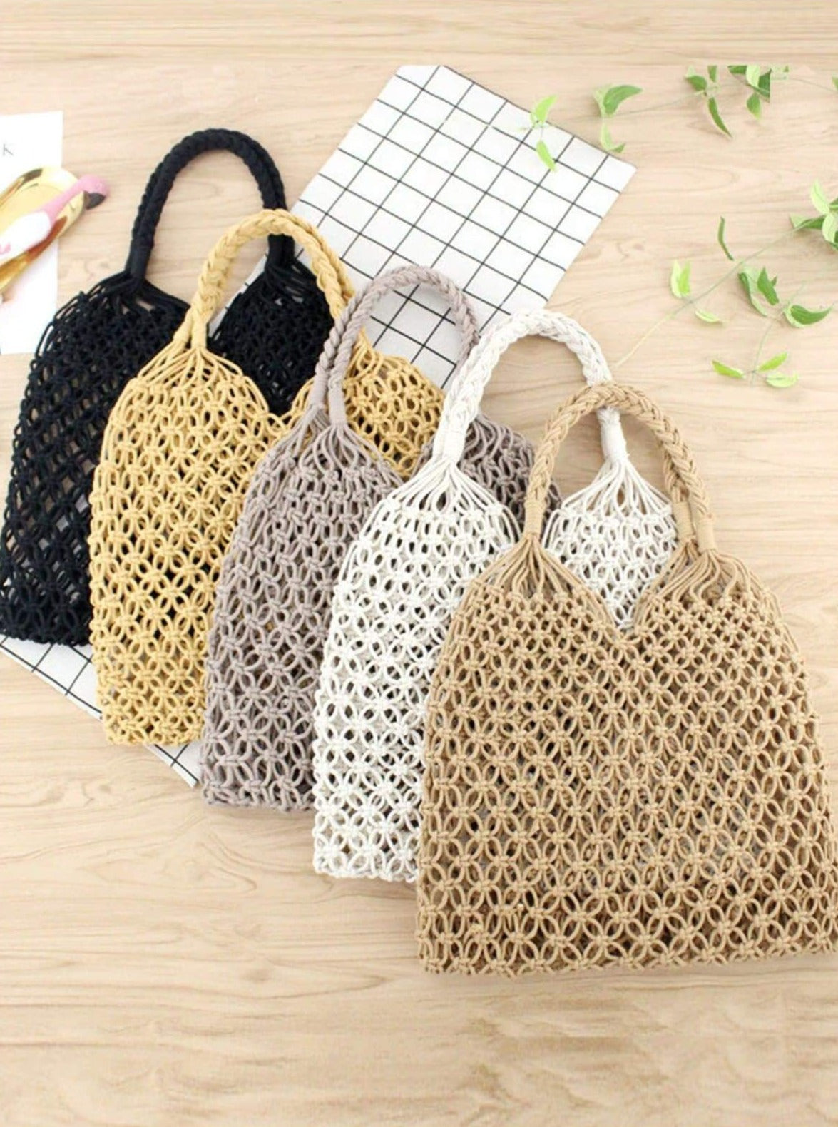 Womens Woven Hollow Out Handbag - Womens Accessories