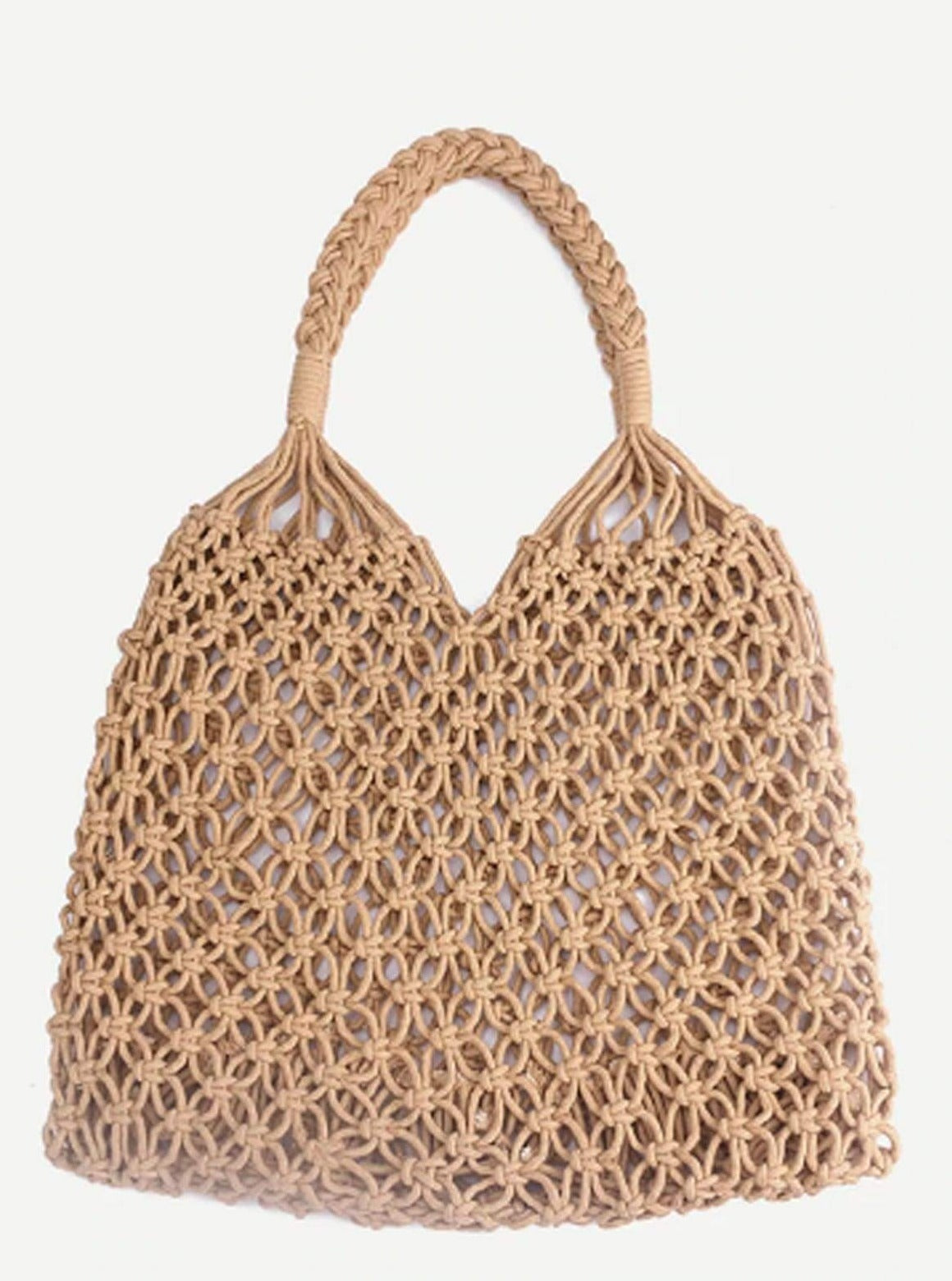 Womens Woven Hollow Out Handbag - brown - Womens Accessories