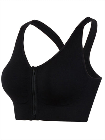 Womens Zip Up Sports Bra - Black / S - Womens Sports Bra