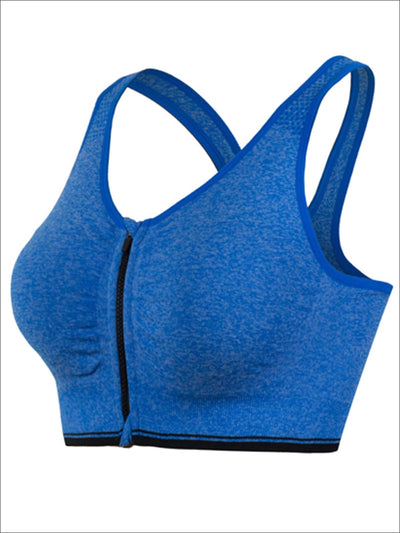 Womens Zip Up Sports Bra - Blue / S - Womens Sports Bra